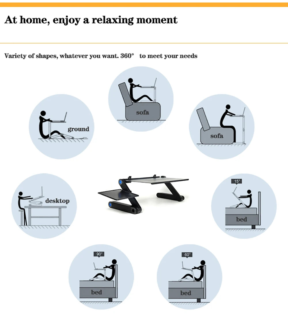 Portable Aluminum Adjustable Laptop Desk Stand With Mouse Pad