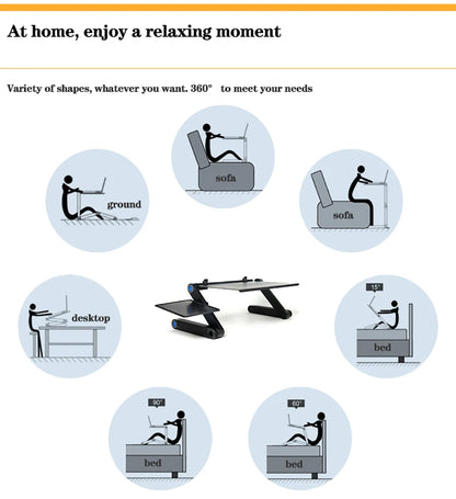 Portable Aluminum Adjustable Laptop Desk Stand With Mouse Pad