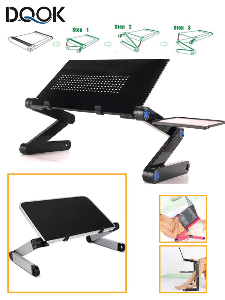Portable Aluminum Adjustable Laptop Desk Stand With Mouse Pad