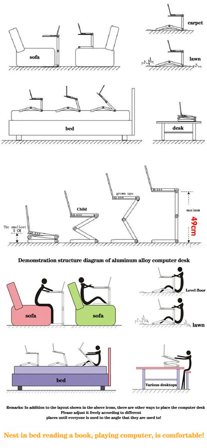 Portable Aluminum Adjustable Laptop Desk Stand With Mouse Pad