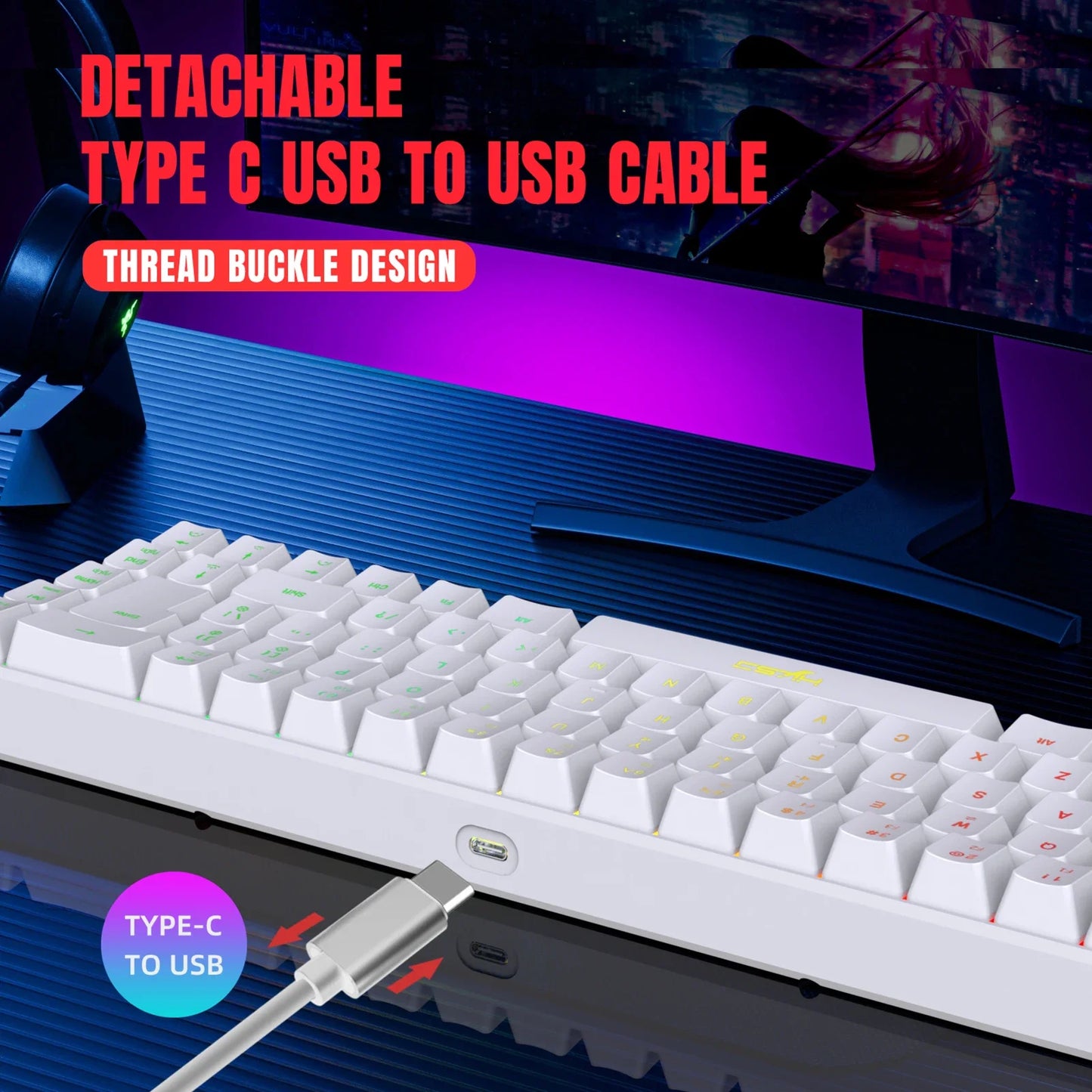 Wired K68 RGB Mini Gaming Keyboard for Office