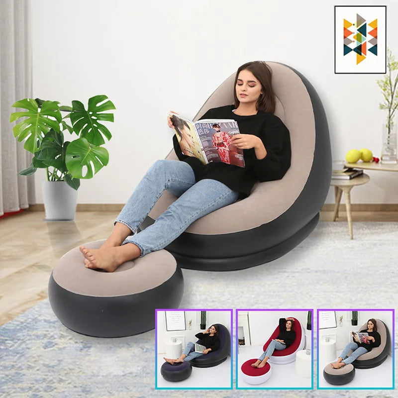 Foldable Sofa With Slip-on Lunch Lounge Chair Set