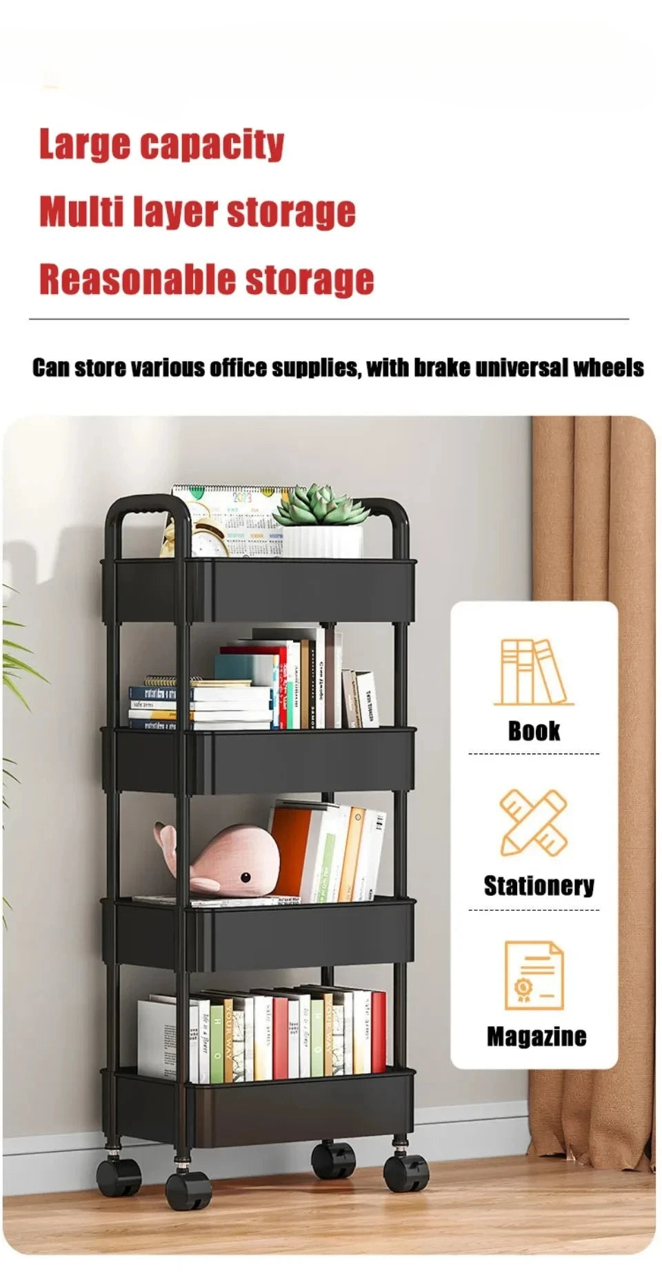 Multifunctional Storage Rack Trolley Cart for Home