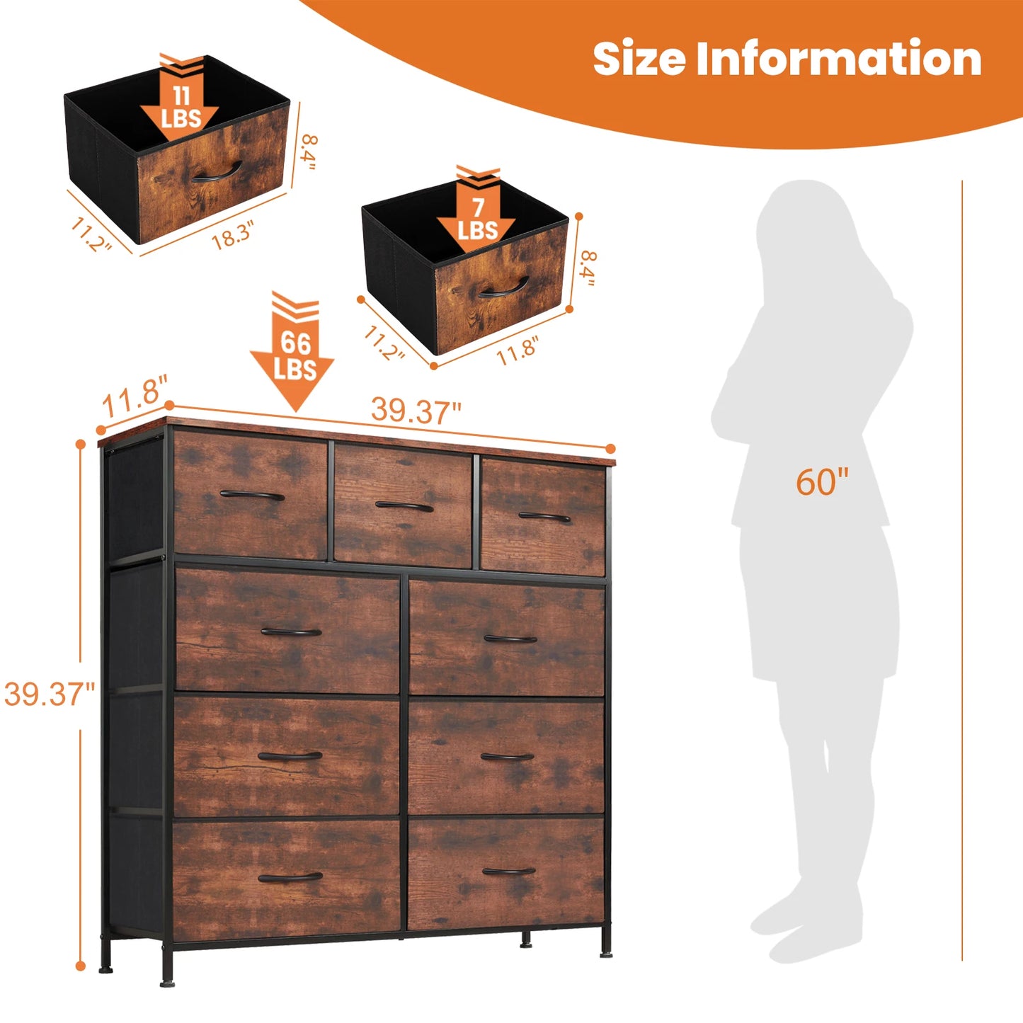 New Wood Cabinet Furniture With 9 Fabric Storage Drawer